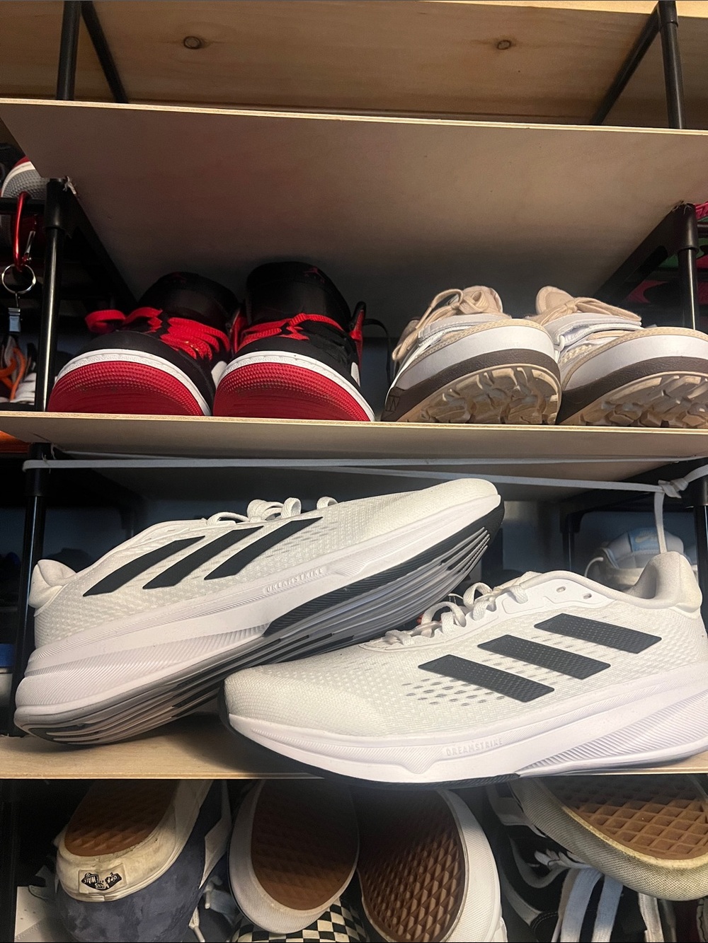 adidas Men's White Running Shoes with Black Three-Stripes
